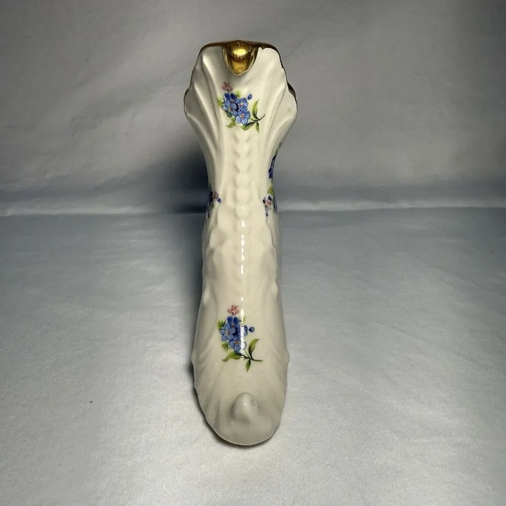 Vintage 22 Karat Gold Holley Ross Italian Porcelain Boot Shoe Vase 5” Tall